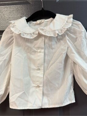 Good Lad White Ruffle-Collar Button Down Shirt
